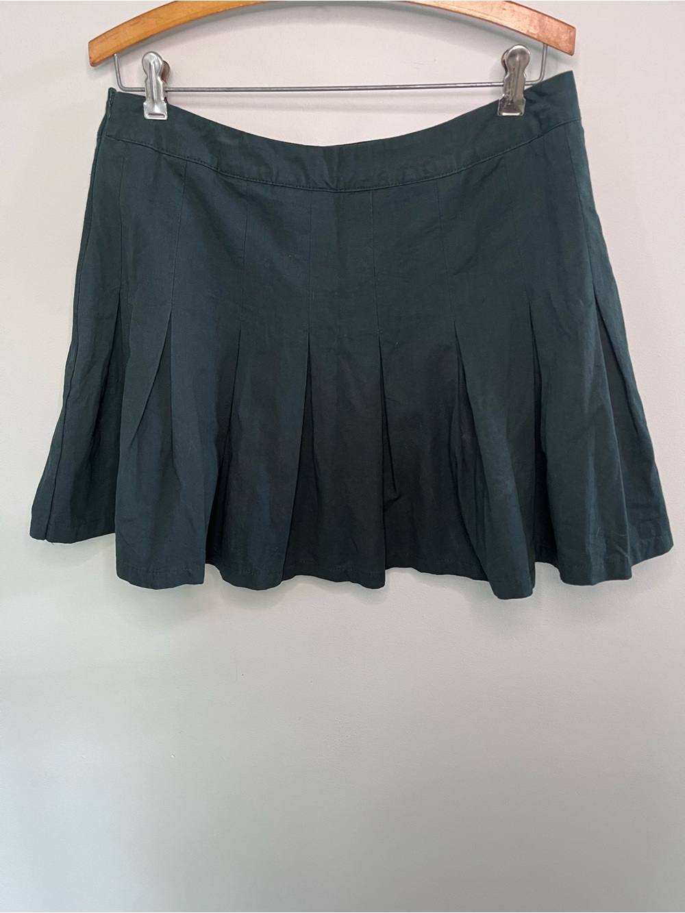 In The Style Dark Green Pleated Cotton Mini Skirt Size 14 Preppy Schoolgirl